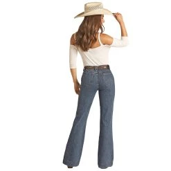 Rock & Roll Denim Women's Front Detail High Rise Trouser -Ariat shop RRWD5HR0SN 02
