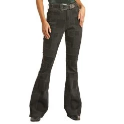Rock & Roll Denim Black Patched High Rise Flares -Ariat shop RRWD6HRZQD 2