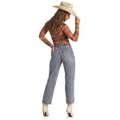 Rock & Roll Denim Womens Distressed Straight Crop -Ariat shop RRWD9HR100 02