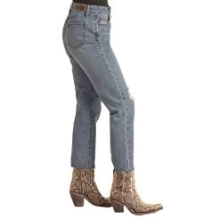 Rock & Roll Denim Women's High Rise Distressed Cropped Straight -Ariat shop RRWD9HRZQT 3