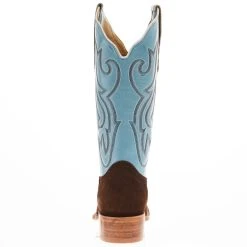 R. WATSON BOOTS R Watson Boots Women's Chocolate Rough Out 13 In Sky Blue Top Cowgirl Boot -Ariat shop RWL2022 69 04