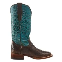 Tanner Mark Boots Women's Nicotine Ostrich Turquoise Top Cowgirl Boot -Ariat shop TML207059 5