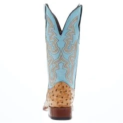 Tanner Mark Boots Womens Ostrich Print 13 In Palermo Blue Top Cowgirl Boot -Ariat shop TML207101 04