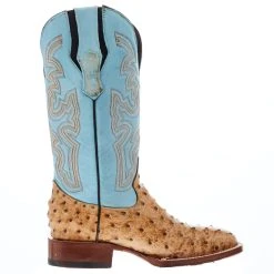Tanner Mark Boots Womens Ostrich Print 13 In Palermo Blue Top Cowgirl Boot -Ariat shop TML207101 05