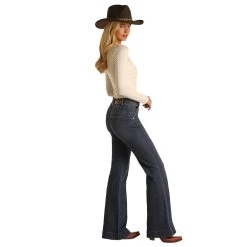 Rock & Roll Denim Women's High Rise Dark Wash Trouser 6 Rock & Roll Denim Women's High Rise Dark Wash Trouser -Ariat shop W8H2687 2