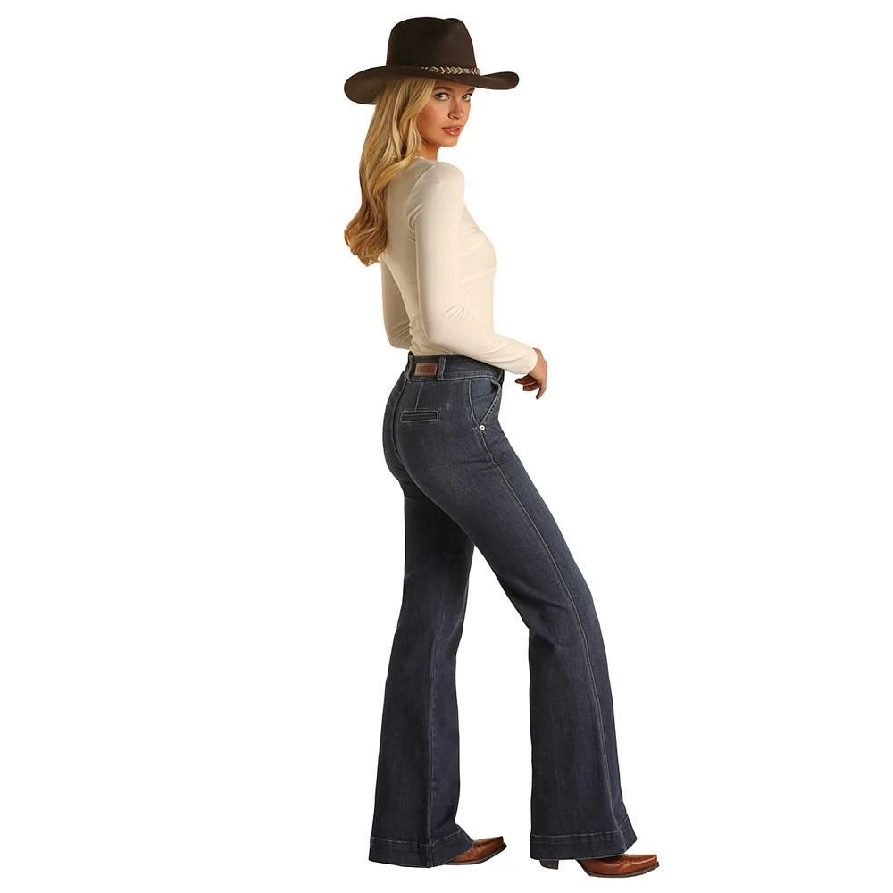 Rock & Roll Denim Women's High Rise Dark Wash Trouser 4 Rock & Roll Denim Women's High Rise Dark Wash Trouser - Image 2