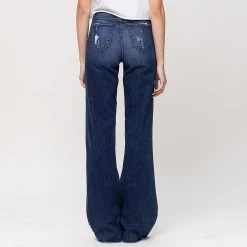 Flying Monkey Women's High Rise Distressed Wide Leg Jeans - Ocean View -Ariat shop Y2629 02