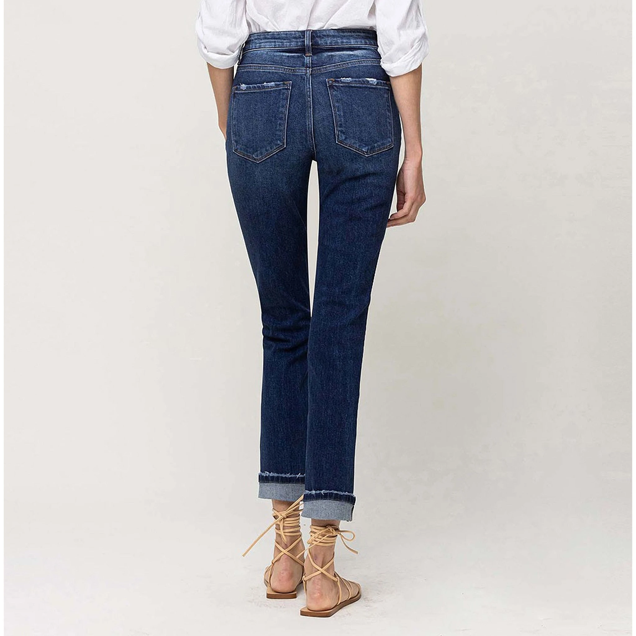 Flying Monkey Women's Cuffed Stretch Boyfriend Jeans - Resident 4 Flying Monkey Women's Cuffed Stretch Boyfriend Jeans - Resident - Image 2